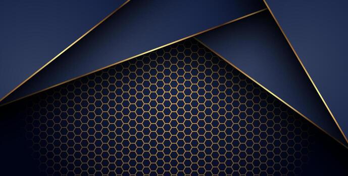 lujoso oscuro Armada oro línea superposición antecedentes con hexágono malla modelo combinación. elegante moderno tecnología futurista antecedentes. ., vector