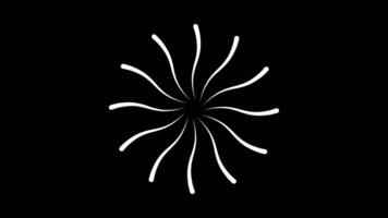 A rough white line circle frame runs as it rotates around itself and goes outside the circle radius and disappears video