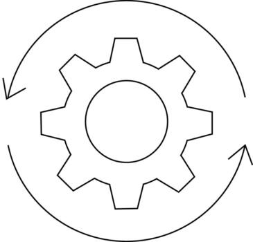 gear icon with rotating arrow on white background vector