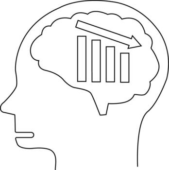 human head brain icon and graph icon down with white background vector