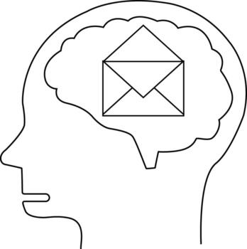 human head brain icon and open envelope icon with white background vector
