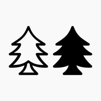 pine tree icon solid and line style vector