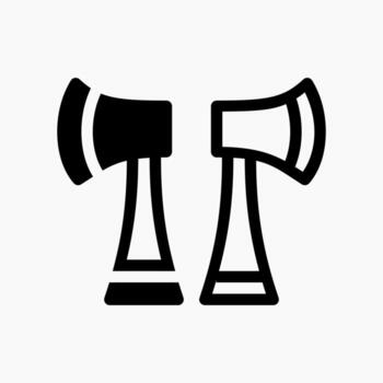 axe icon solid and line style vector