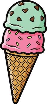 Double Scoop Ice Cream Cone vector