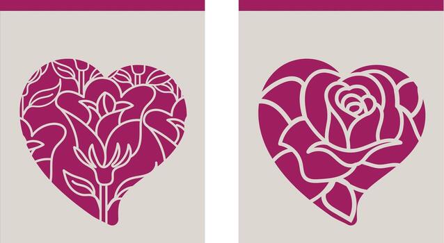 Abstract Floral Heart Stencil Designs for Creative Projects and Artistic Applications vector