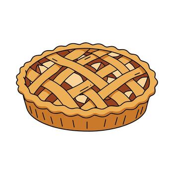 Delicious lattice apple pie with golden crispy crust vector