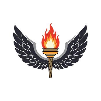 Torch with wings symbolizing freedom and enlightenment vector