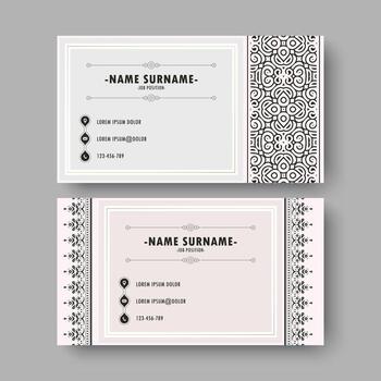 Elegant Ornate Border Business Card Design with Decorative Elements Layout vector