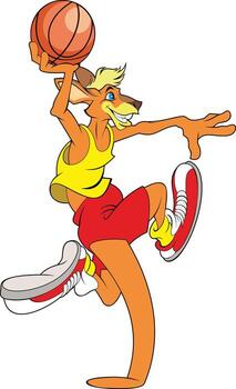 An image of a cartoon character - a kangaroo, a basketball player vector