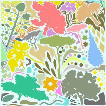 flat abstract art tree design with colorful vector