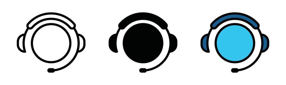 Customer service, help, technical support, assistance, call center, hotline, operator, staff, agent icon set in line and flat style for app and website symbol - illustration vector