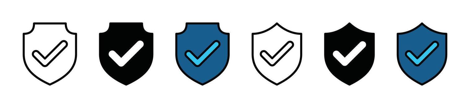 seguridad proteger cheque marca icono . proteccion, proteger, la seguridad icono para aplicaciones y sitios web símbolo colección - ilustración vector