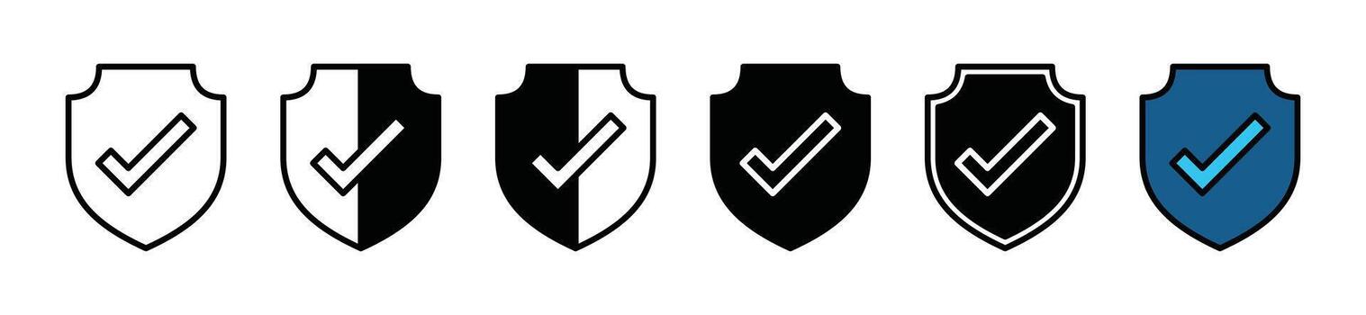 Security shield check mark icon . Protection, protect, safety icon for apps and websites symbol - illustration vector