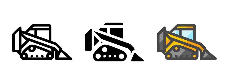 Multipurpose Compact Track Loader Icon in Outline, Glyph, Filled Outline Style vector