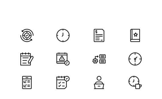 Daily Planner and Productivity Line Icon Minimal Task and Calendar Line Icons for Daily Planning Scheduling and Productivity Tools vector