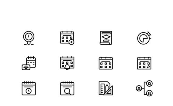 productividad y diario planificador línea icono conjunto con moderno mínimo símbolos para Tareas horarios y hora rastreo vector