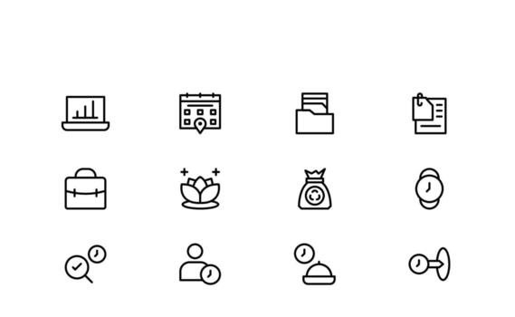 Minimal Task and Calendar Line Icons for Daily Planning Scheduling and Productivity Tools vector