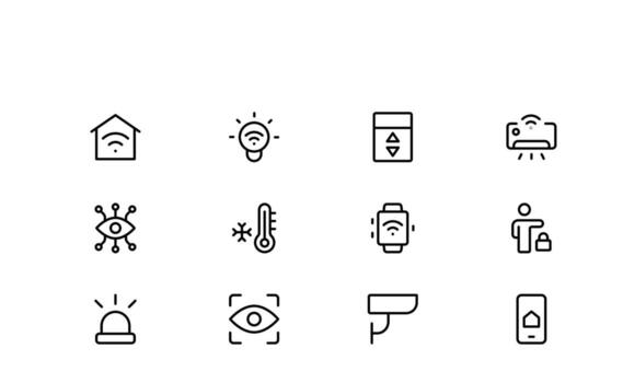 Modern Home Security Line Icon Alarm and Security System Line Icons with a sleek, professional outline look ideal for safety apps, websites, and smart devices. vector