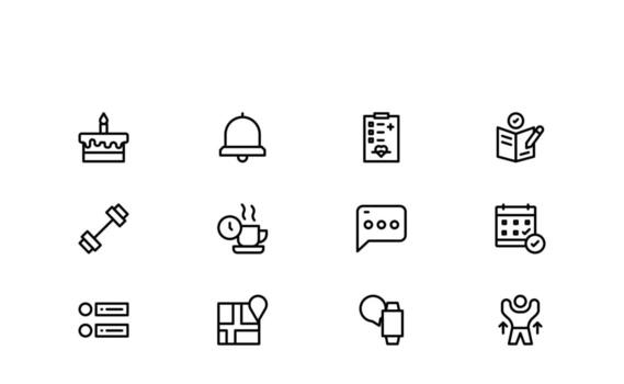 Time Management and Productivity Icons with Modern Outline Set for Planning and Task Tracking vector