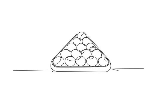 soltero continuo línea dibujo lleno estante de de billar pelotas icono, simbolizando el estratégico comienzo y listo anticipación de un nuevo juego de piscina. dinámica uno línea dibujar gráfico diseño ilustración vector