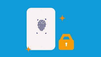 Thumb biometric verification on the smartphone, Biometric, secure, mobile, scanning, lock, user verification concept. video