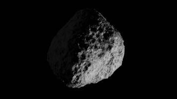 Looping 3D animation of a space asteroid rotation. Cyclic slow rotation of an object in space. Alpha Channel. video