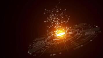 sömlös slinga animering av lysande digital knutpunkter, nätverk anslutningar, och trogen hud element. idealisk för teknologi, ai, blockchain, och innovation teman. video