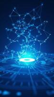 cíclico animação do brilhante rede conexões acima uma virtual eixo. ótimo para blockchain, grande dados, ou futurista tecnologia visuais. video