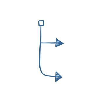 Hand-drawn arrow cute thin sketch as navigation symbol, freehand graphic pointer for direction and guidance design. vector