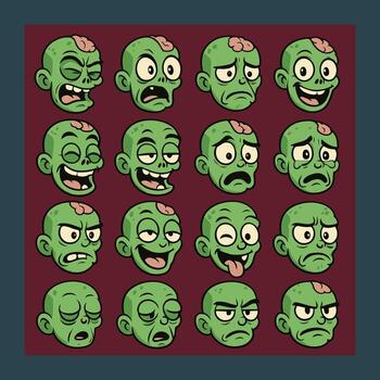 zombi cara expresión, sin costura modelo con gracioso zombi vector