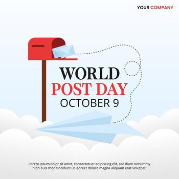 World Post Day design with mail and mailbox vector