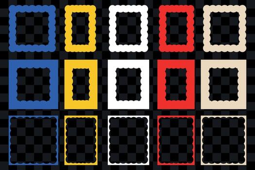 Color squiggle frames set. Color wiggly rectangular shapes with curved borders. vector