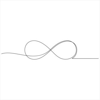 Infinity symbol continuous loop on horizontal line drawing vector
