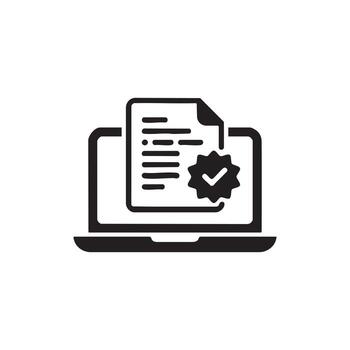 Digital Document Verification Icon on Laptop Screen vector