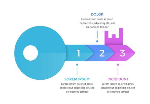 Infographic template with a key divided on three segments vector