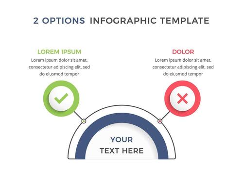 Business infographic design template with two options or steps with check and cross symbols vector