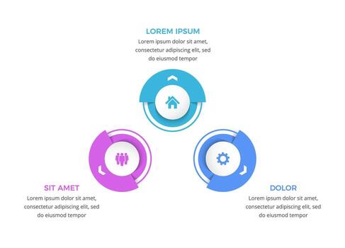 Circle diagram template with three elements, infographic template vector