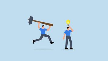 själv kontrollera till komplett arbete, affärsman finner fred i meditation medan jonglering mellan tid och tidsfrister på en papper fylld med avslutad uppgifter, video