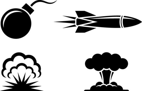 Atomic Weapons Arsenal in Black and White with Detonation Concepts vector