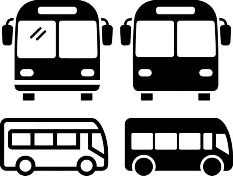 Bus icon set front and side view illustration design vector