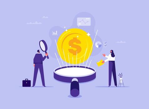 empresario y mujer analizando el dólar, financiero administración o financiero analizando concepto vector