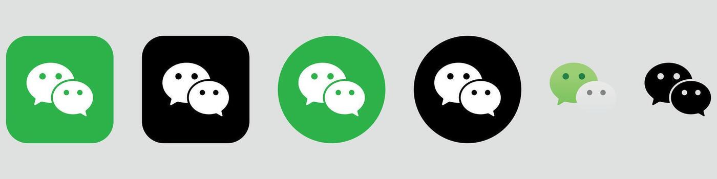 WeChat Logo Set. WeChat App Icon Bundle. vector