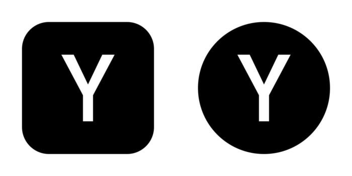 HackerNews Square and Circle Black Logo Set. vector