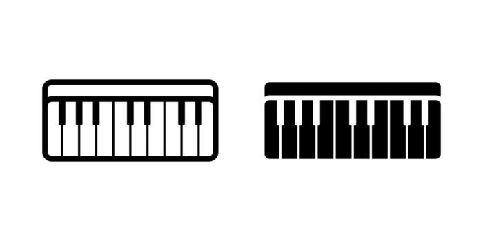 piano icono colocar. un conjunto de dos minimalista estilo piano teclado iconos, estos íconos son Perfecto para utilizar en música educación materiales, sitio web diseños, y otro creativo proyectos vector