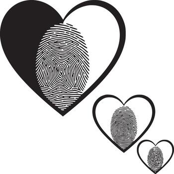 Heart shape with fingerprint inside, isolated on white background vector