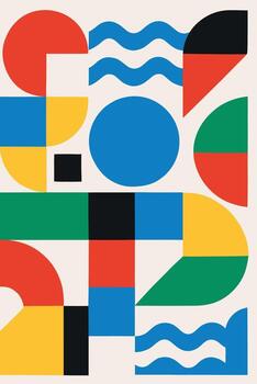 vibrante resumen composición negrita formas y contrastando colores en un moderno diseño vector