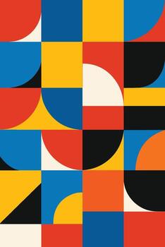 resumen geométrico modelo presentando negrita primario colores y redondeado rectángulos creando un moderno y juguetón diseño vector