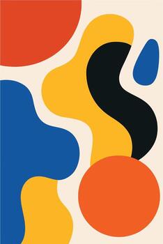 Vibrant geometric abstract pattern featuring primary colors and diverse shapes in a modern design vector