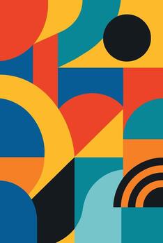 resumen geométrico composición presentando negrita primario colores y dinámica curvo formas en un moderno diseño vector