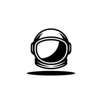 A stylized monochrome illustration of a futuristic astronaut helmet with a reflective visor casting a subtle shadow on a clean gradient background vector